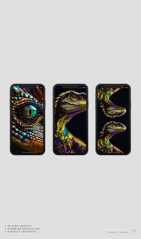 V® Digital Phone Wallpaper Dromaeosaur Raptor - 4K Download 6 Pack V®