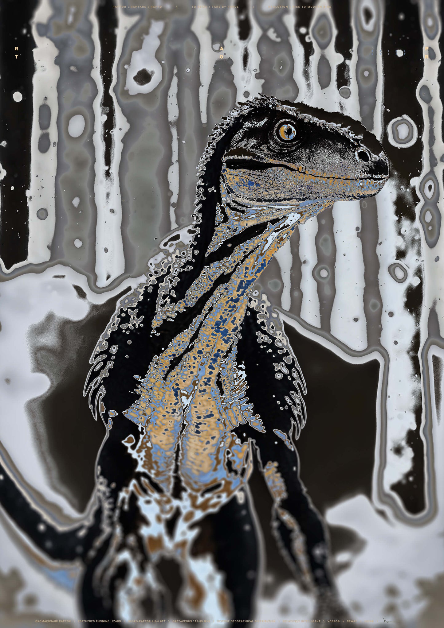 Print: Graphic Raptor Dinosaur