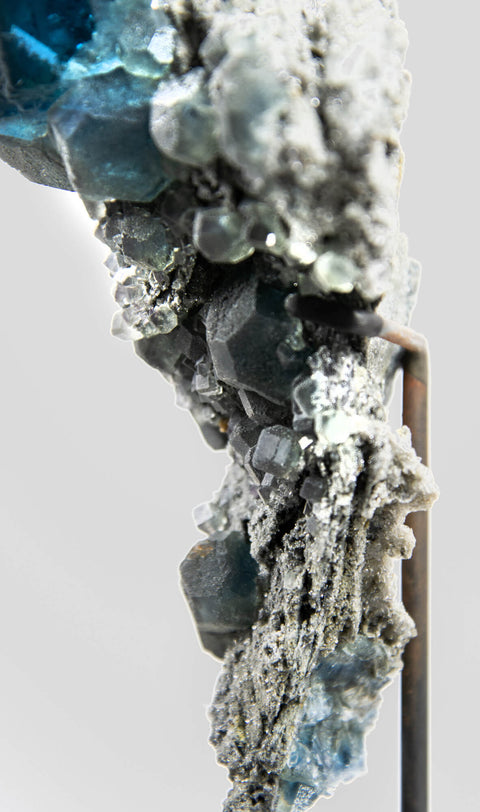 Stunning RARE Authentic Fujian Fluorite Gemstones in Original Matrix in Bronze Stand 35