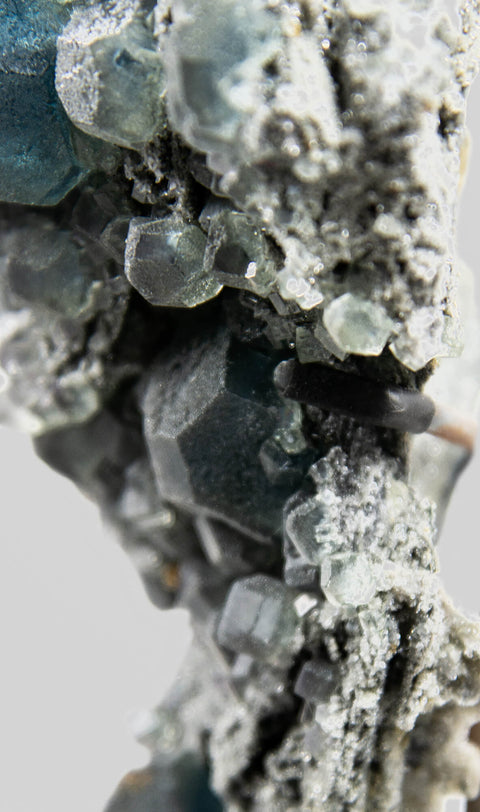 Stunning RARE Authentic Fujian Fluorite Gemstones in Original Matrix in Bronze Stand 36