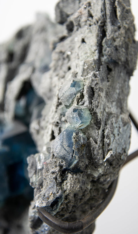 Stunning RARE Authentic Fujian Fluorite Gemstones in Original Matrix in Bronze Stand 24