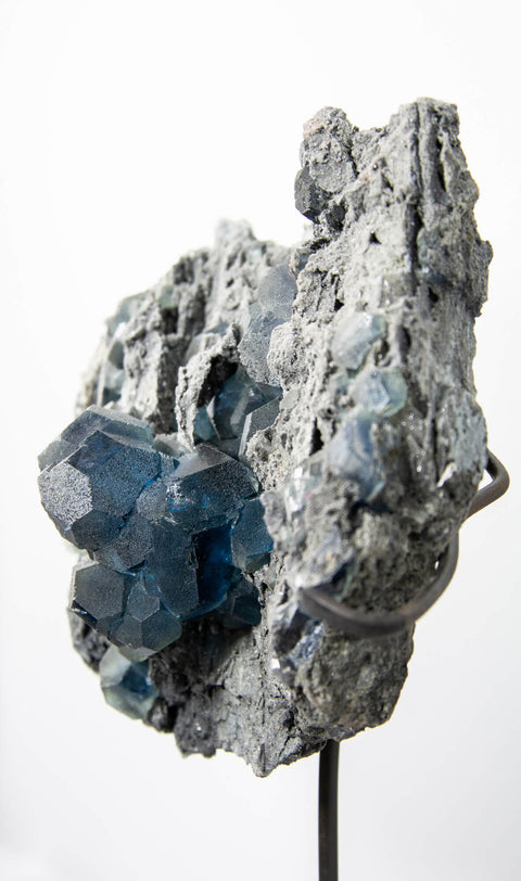 Stunning RARE Authentic Fujian Fluorite Gemstones in Original Matrix in Bronze Stand 25