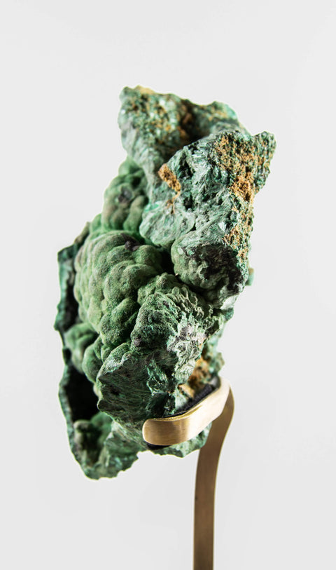 RARE Authentic Congo Natural Malachite in Brass Stand 1