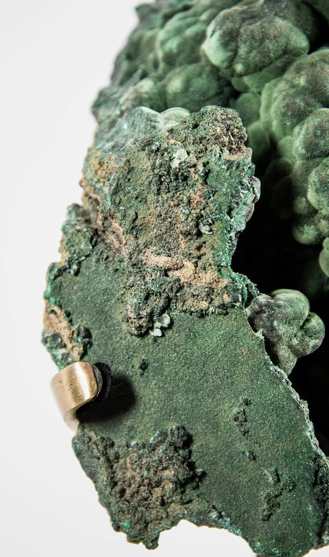 RARE Authentic Congo Natural Malachite in Brass Stand 1
